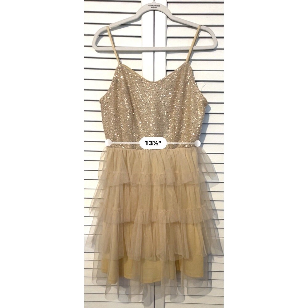 Dressystar Dress Peach Seaquin Adjustable Strap Stretch Women’s Size Large - Picture 8 of 9